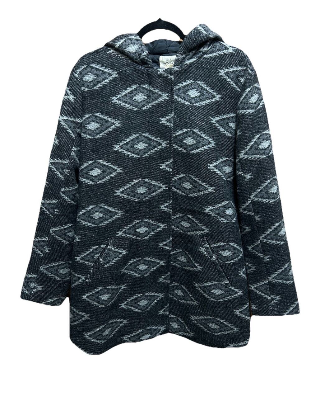 Levi's Aztec Western Gray Wool Blend Hooded Jacket Coat Size Medium Zipper